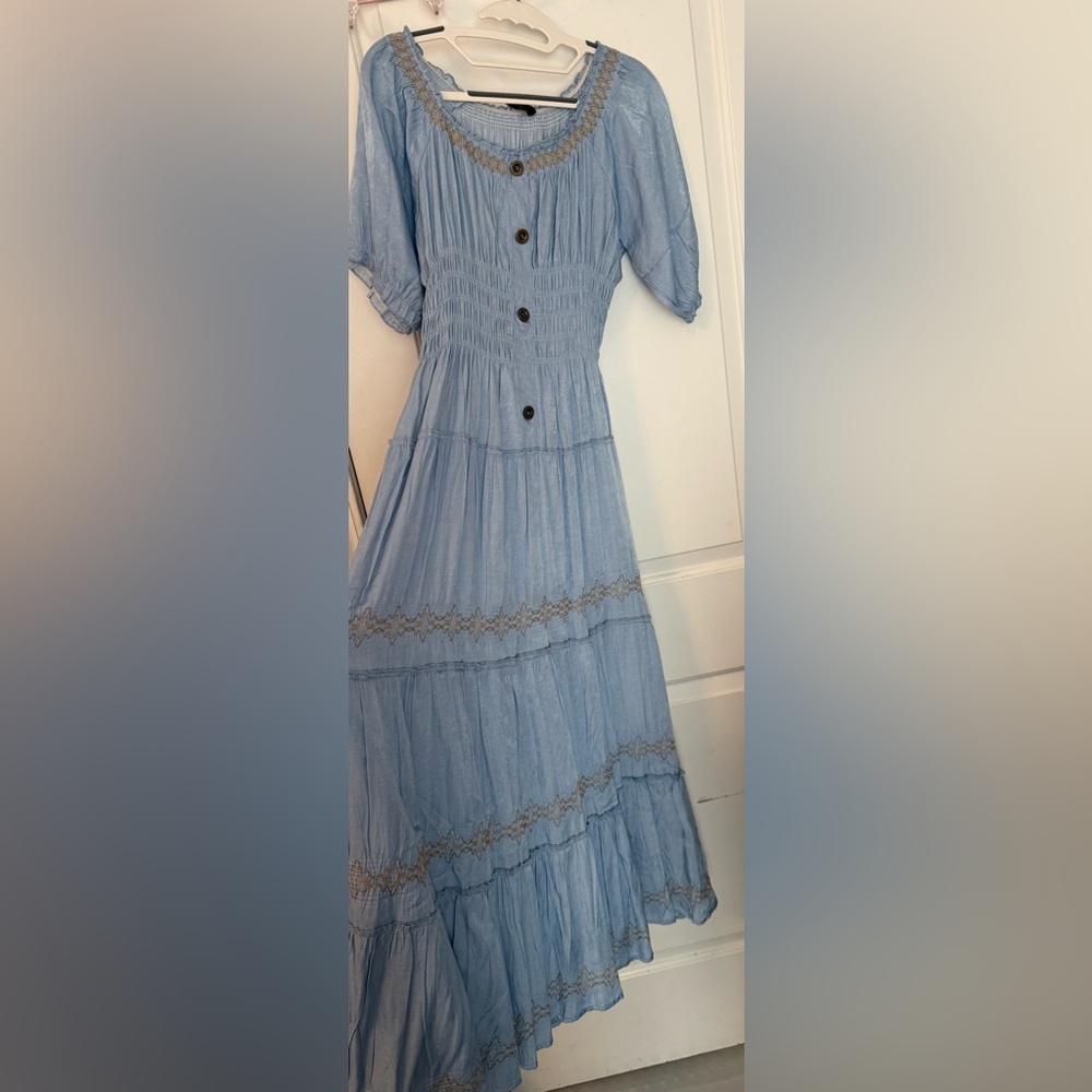 Blue Smocked Women's Dress